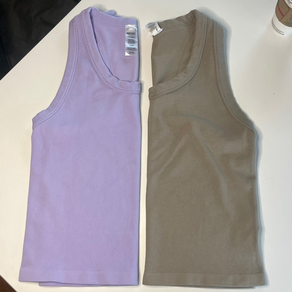 Set of 2 Reflex XL Tank Tops-lilac and tan